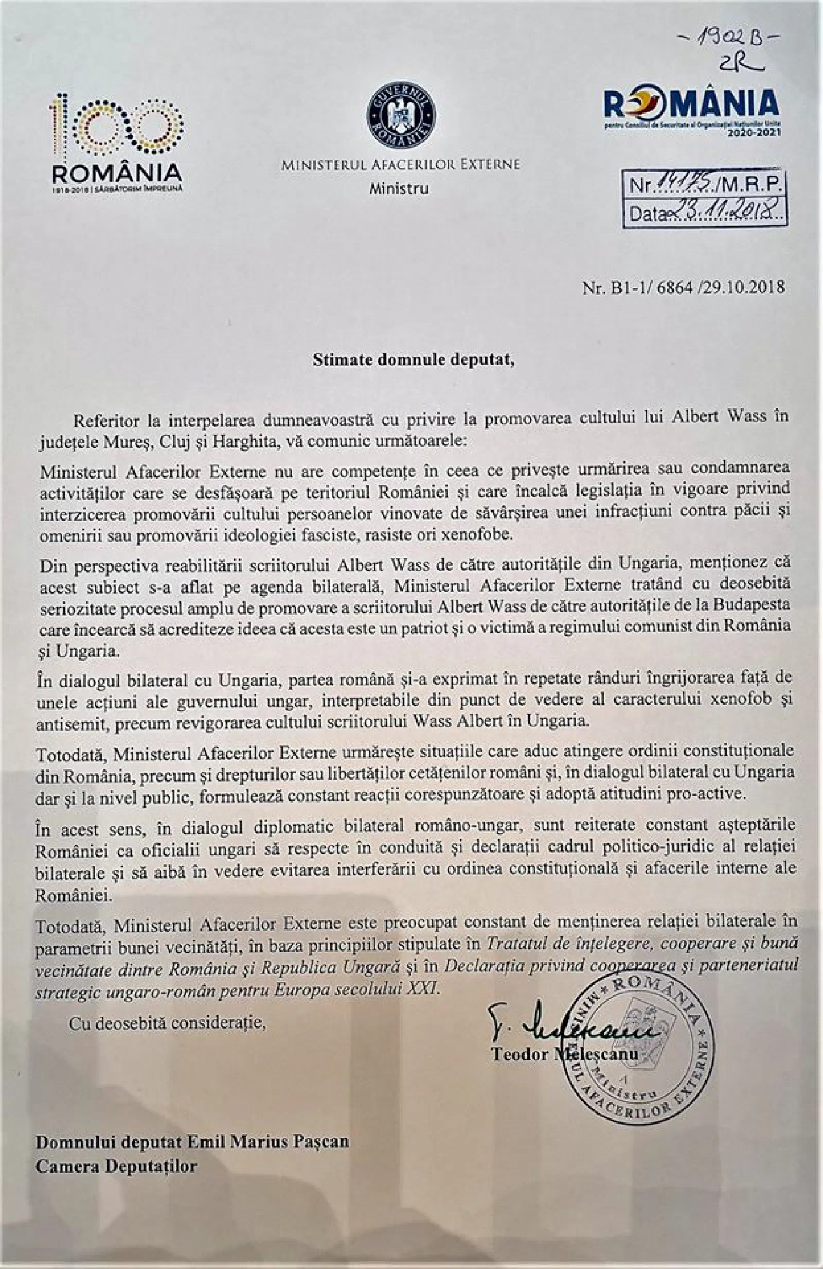 Featured image of post În urma interpelării mele, Ministerul Afacerilor Externe își exprimă îngrijorarea față de unele acțiuni ale Guvernului Ungariei, pe teritoriul României, interpretabile din punct de vedere al caracterului xenofob și antisemit