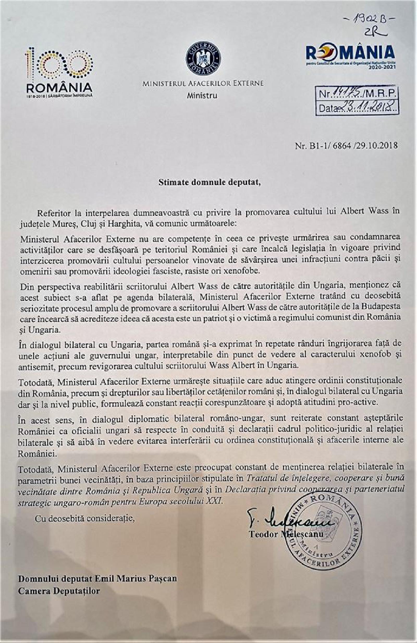 Featured image of post În urma interpelării mele, Ministerul Afacerilor Externe își exprimă îngrijorarea față de unele acțiuni ale Guvernului Ungariei, pe teritoriul României, interpretabile din punct de vedere al caracterului xenofob și antisemit