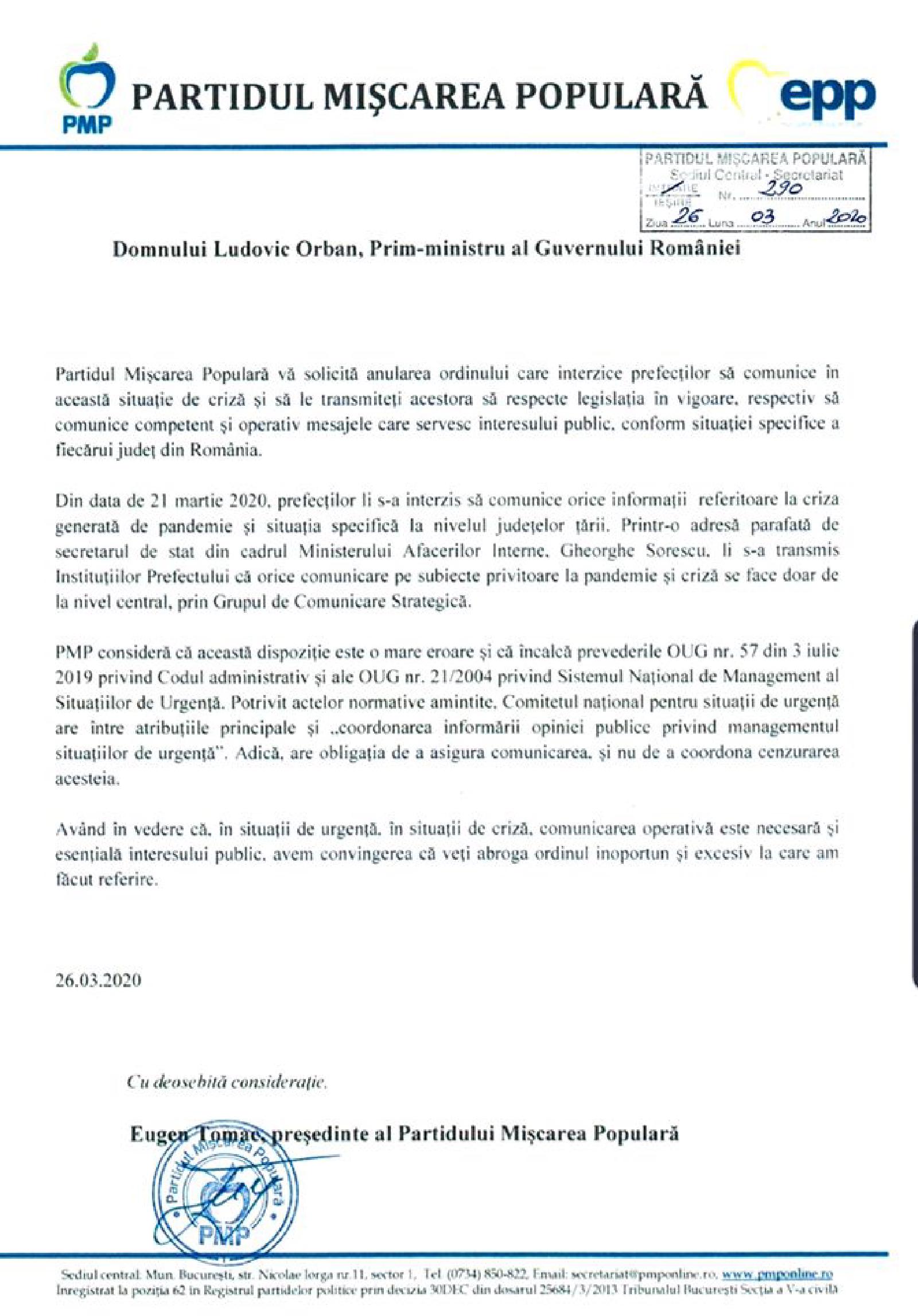 Featured image of post Domnule prim-ministru Ludovic Orban, anulați ordinul care le interzice prefecților să comunice!