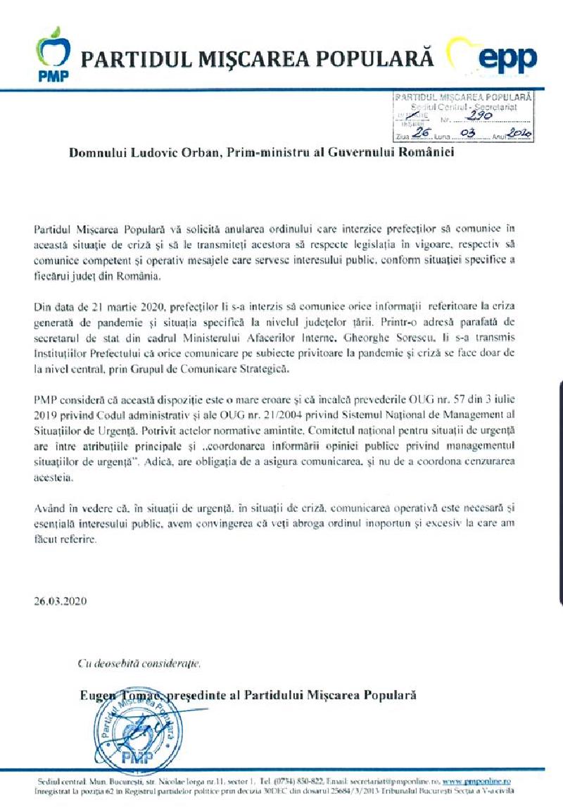 Featured image of post Domnule prim-ministru Ludovic Orban, anulați ordinul care le interzice prefecților să comunice!