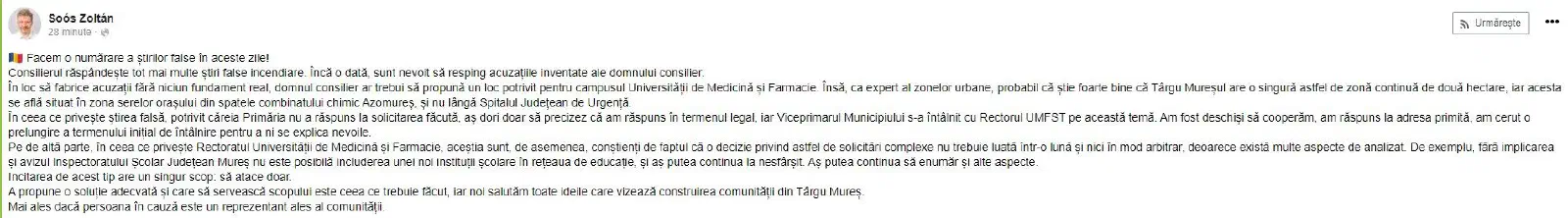 Featured image of post Reacție de toată jena a primarului municipiului Târgu-Mureș